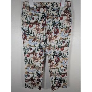 Loudmouth Pants Womens 6 Multicolor Santa North‎ Pole Christmas Golf Capri